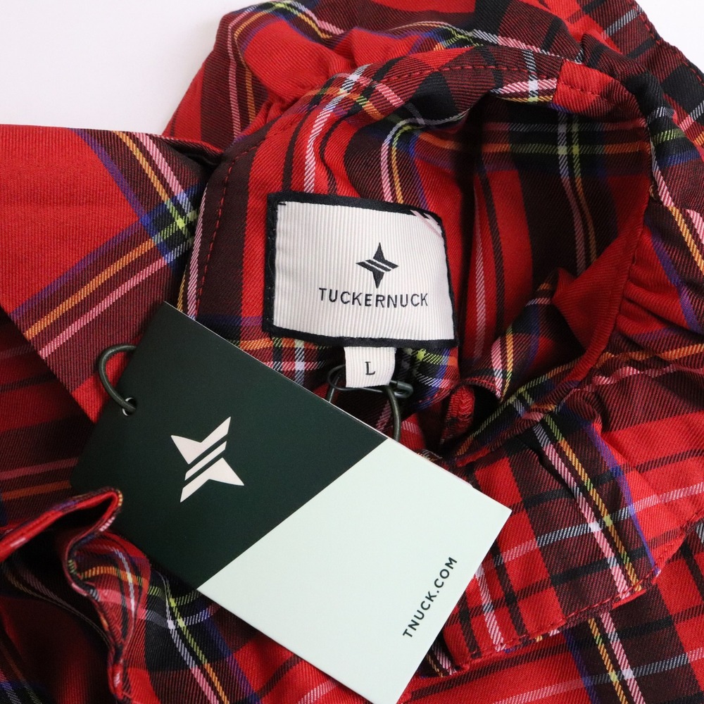 NWT Tuckernuck Daphne Dress Large Royal Stewart Tartan Plaid Ruffle Neck Tie - Picture 8 of 11